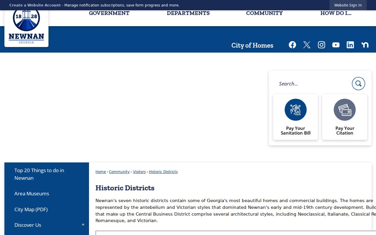 Newnan historic districts information used as neighborhood context