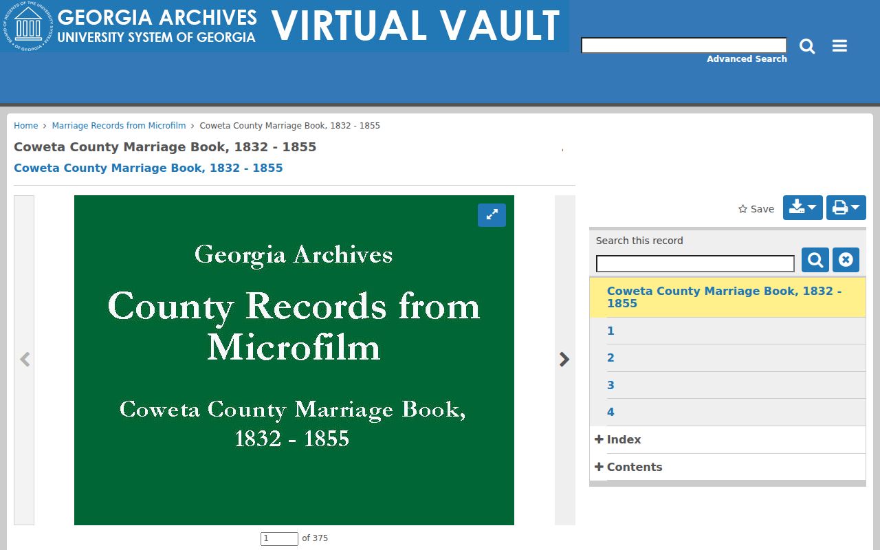 Digitized Coweta Marriage Book B used to trace Newnan families